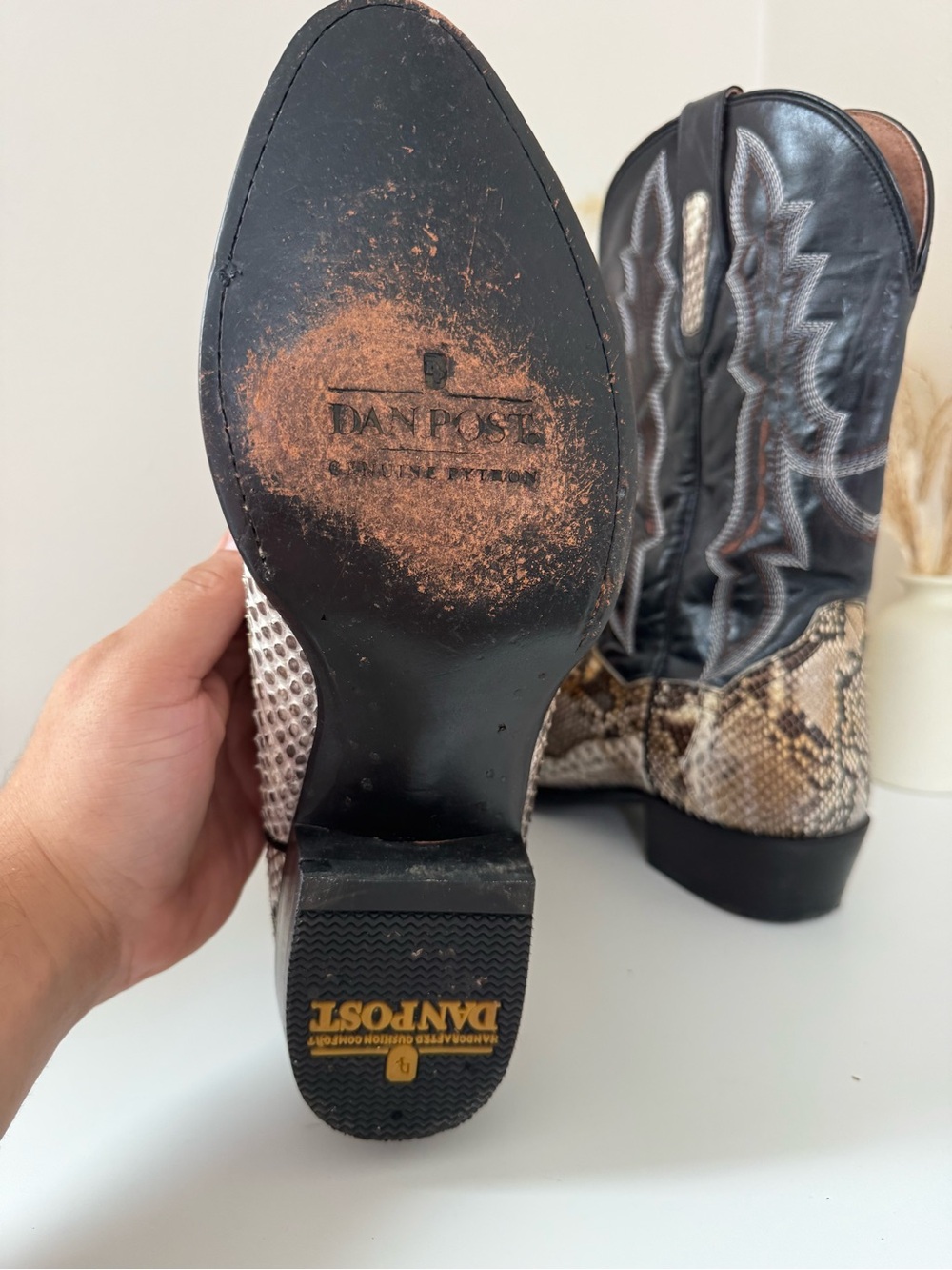 Dan Post Exotic Python Leather Cowboy Boots – Men’s US 10.5 D - Picture 10 of 14